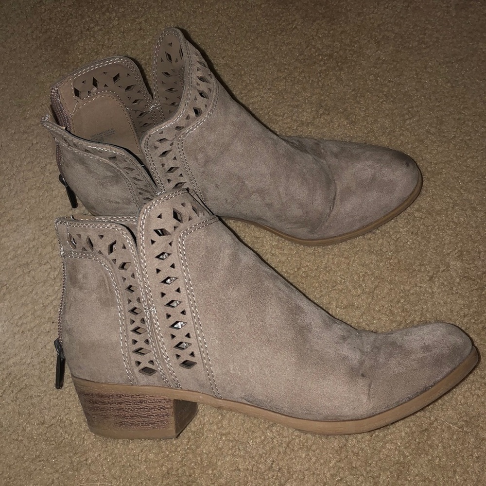 Gray Zip-Up Ankle Boots